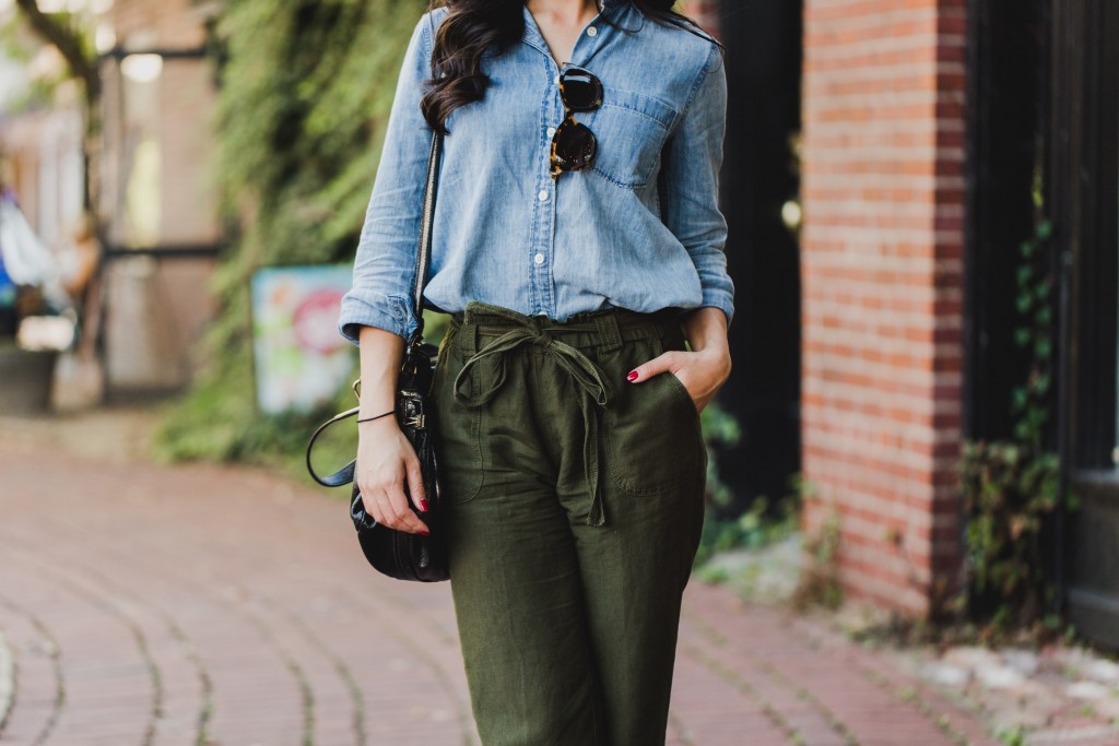 anthropologie,linen,paper,bag,trousers,olive,khaki,forest,green,pants,chambray,shirt,j,crew,schutz,juliana,caged,heel,sandal,thierry,lasry,chloe,paraty,peachstock,mac,omaha,old,market,fashion,nebraska,photographer,blogger,hoang-kim,cung,kendra,scott,