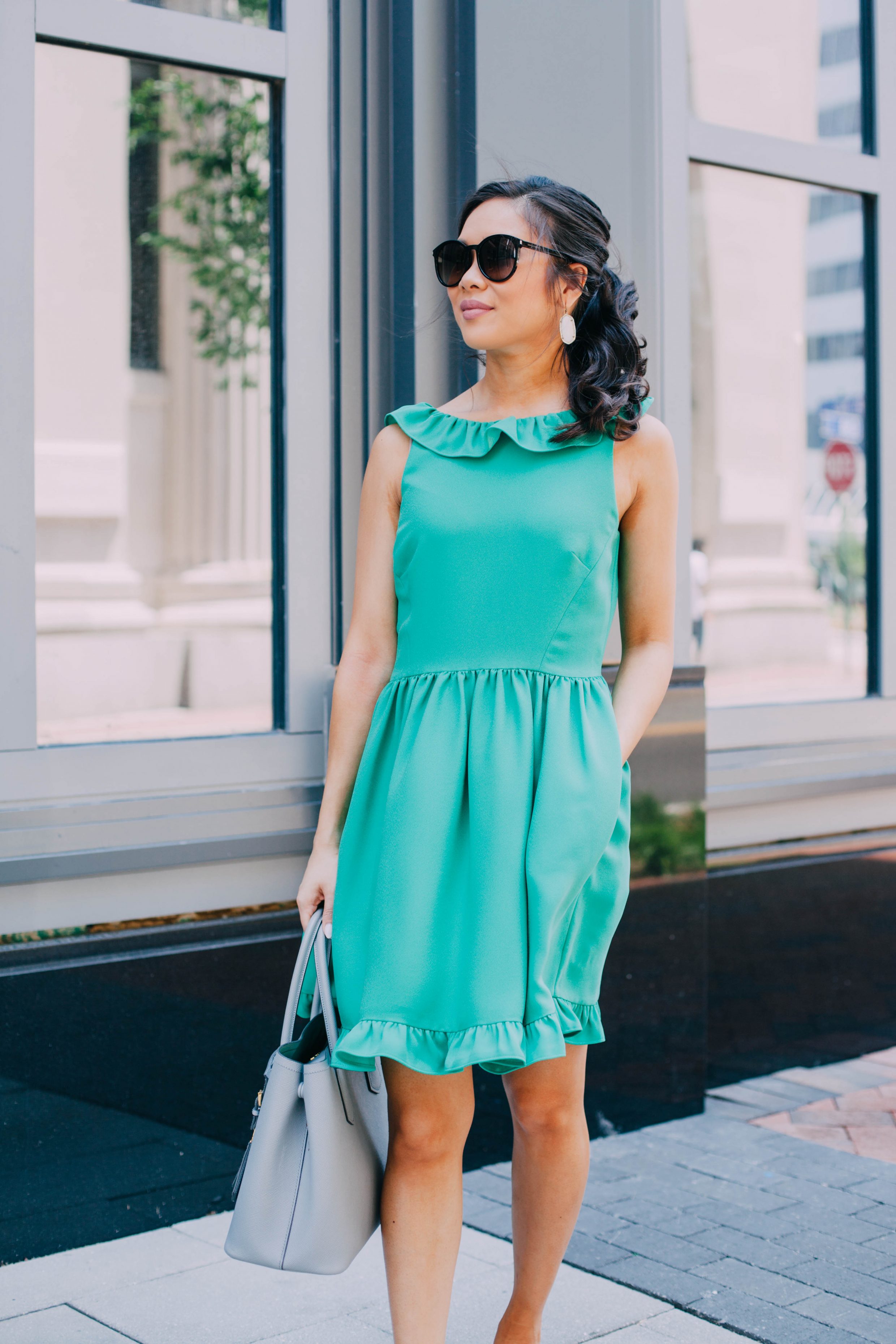 COLOR & CHIC | Ruffle Back Dress with Pockets for Work and the Weekend