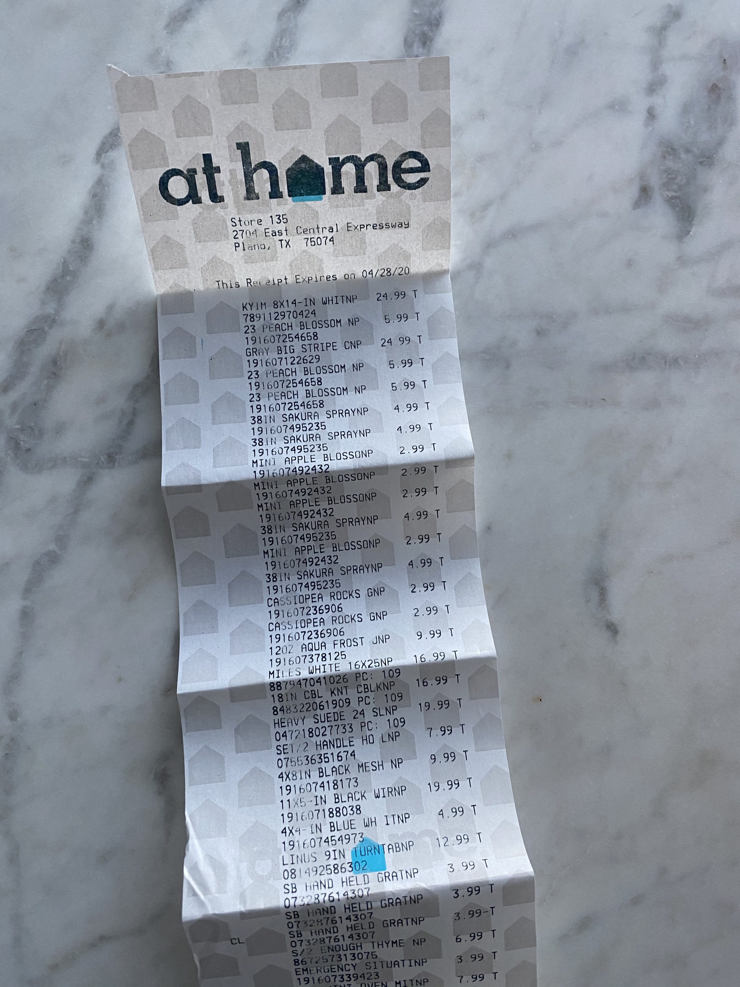 Blogger Hoang-Kim shares her At Home receipt from a spring home decor shopping trip